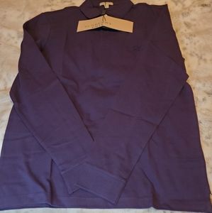 Burberry Brit Long Sleeve Polo with plaid inlays, Regency Purple, size Men's (L)